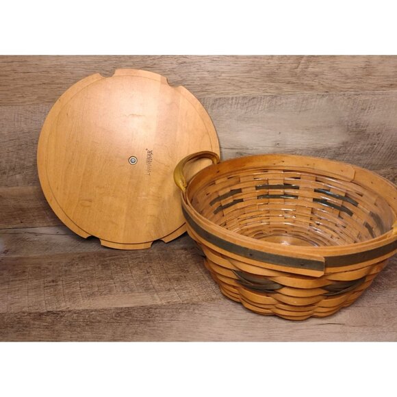 Longaberger Vintage Christmas Collection 1999 Edition Popcorn Basket W/ Lid & Ha - Picture 7 of 13